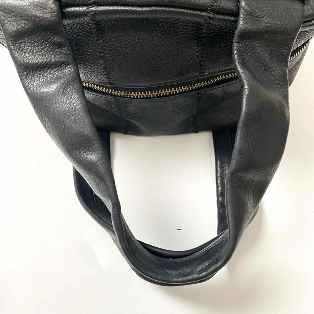 sigeta19シャネル　キャビアスキン　チョコバー　ハンド　ミニボストン