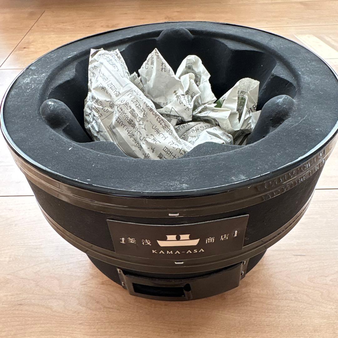 【新品未使用】釜浅の丸型しちりんセット(本体、ステンレス角網)