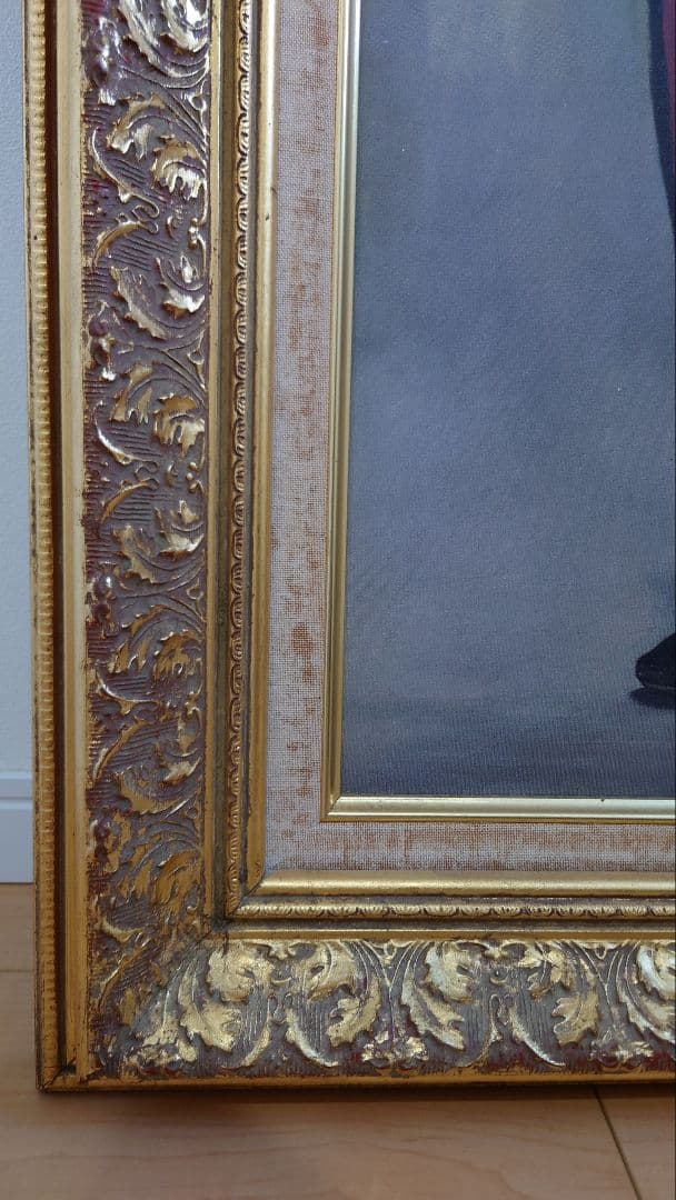 【中古品】マネ「笛を吹く少年」　油彩　複製画額　豪華額装