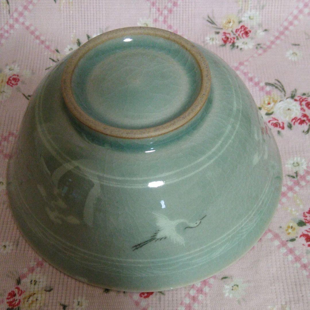 抹茶茶碗 青磁 柳海剛 鶴