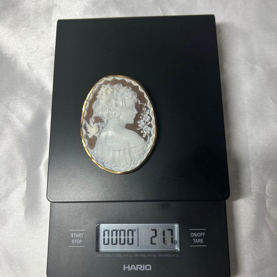 シェルカメオ K18 ブローチ ペンダントトップ