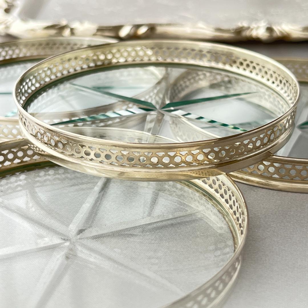 【Webster】【純銀 / ガラス】ワイングラスコースター 4枚 スターリング