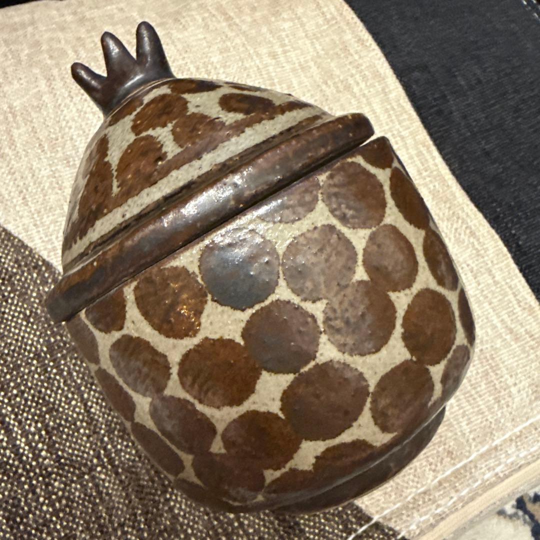 工房十鶴　蓋物　ドット柄　水玉模様　やちむん