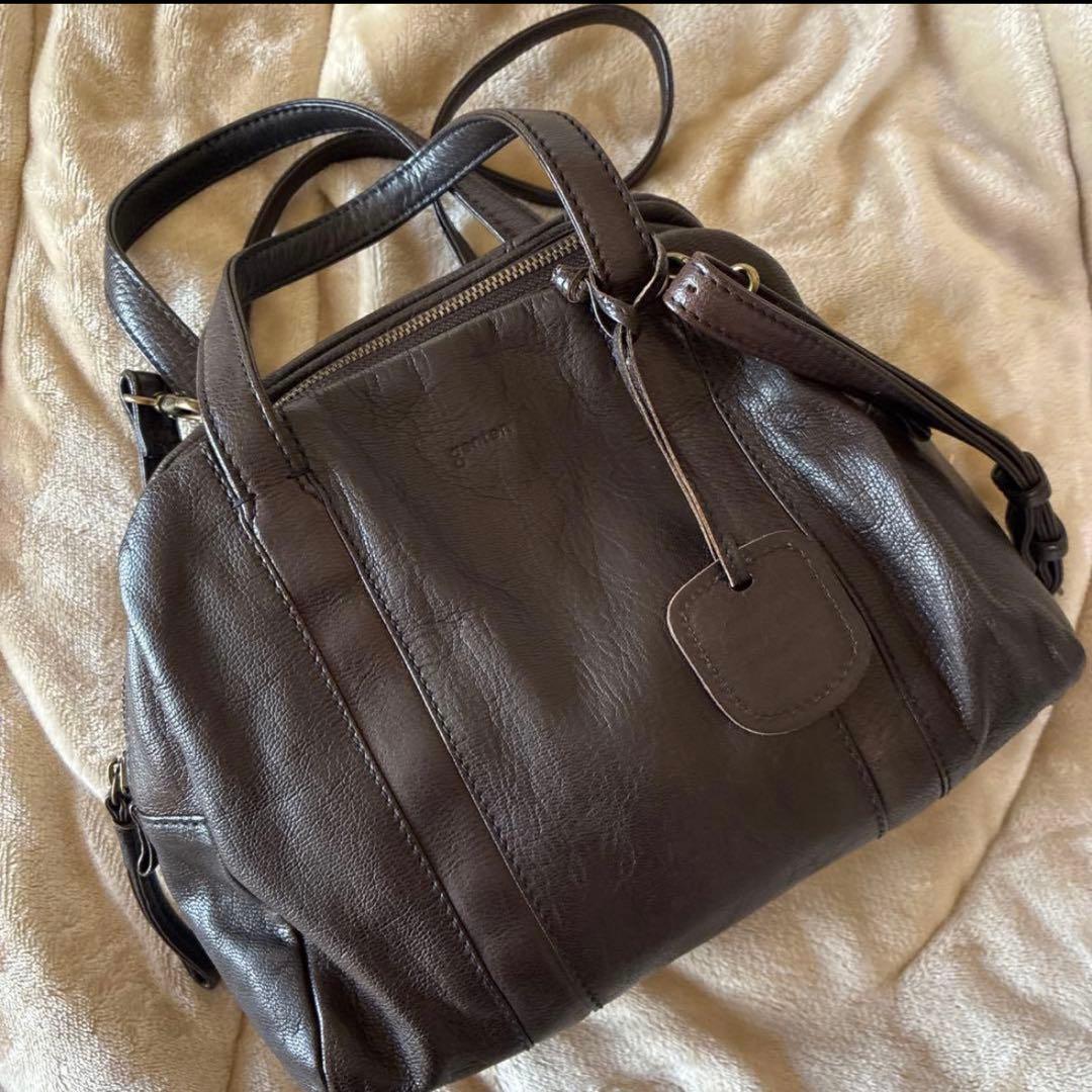 genten ゴートベーシック 2WAYボストンバッグ ダークブラウン