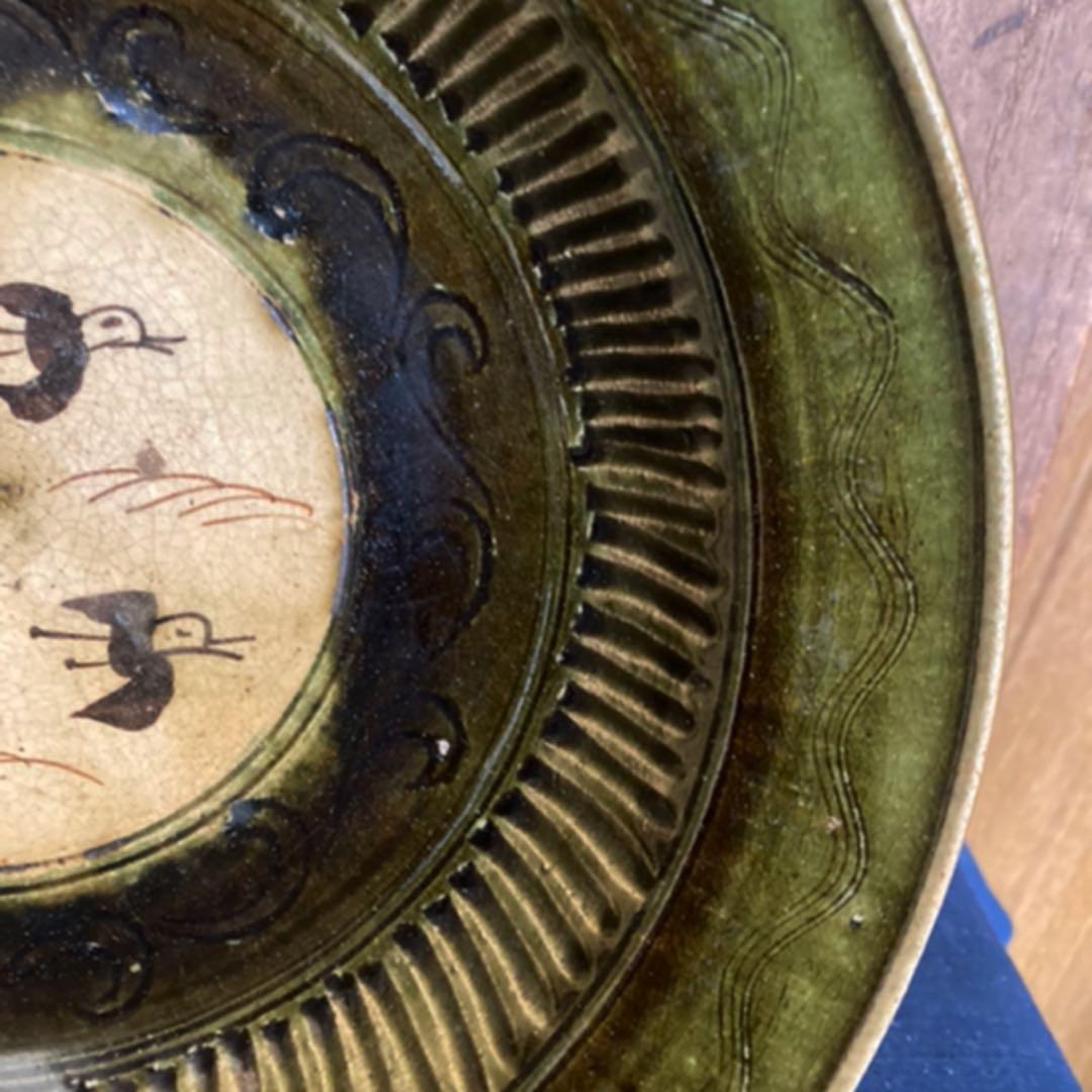 古織部　　鎬手波千鳥深鉢