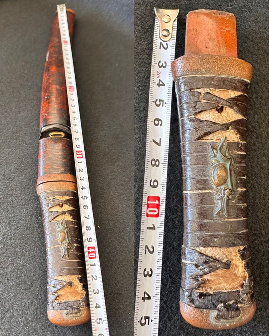 脇差時代拵え　残欠刃引合法カット品　日本刀　本歌　玉鋼日本刀　長さ約45cm A