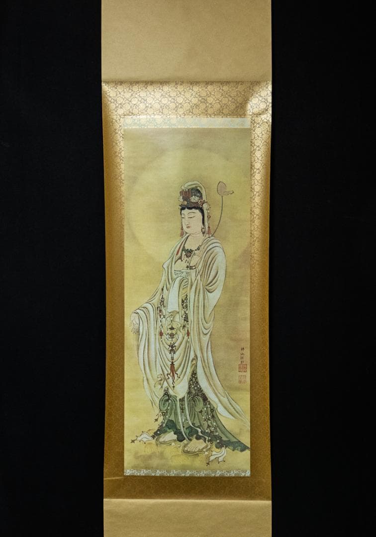 掛軸-1455　山崎弁栄　観音図　印刷工芸作品