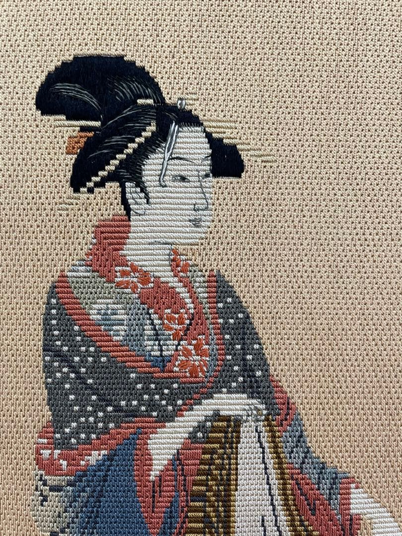 喜多川歌麿　織物掛け軸　特製桐箱付