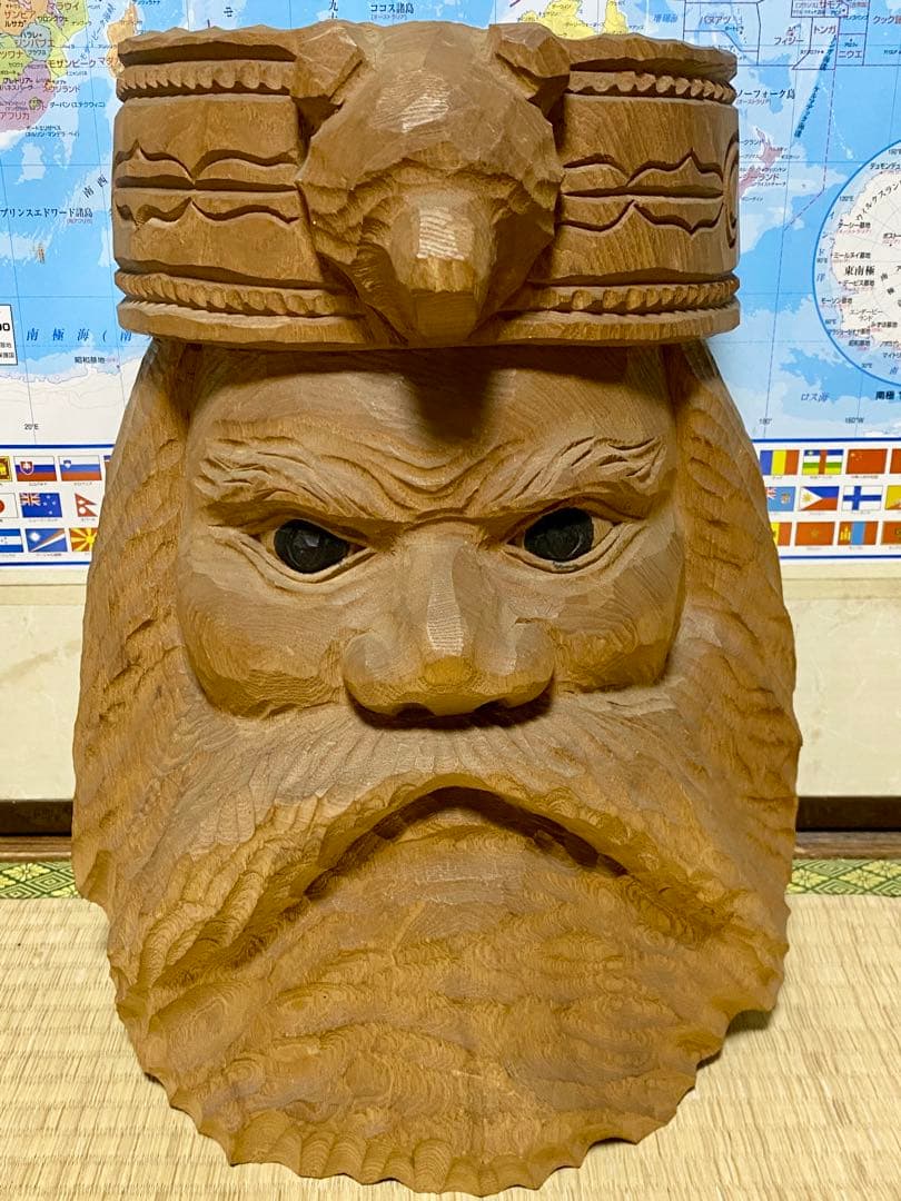 名工 【加藤貞光】作 加藤刀　木彫 北海道 熊 置物 アイヌ　高さ40cm レア