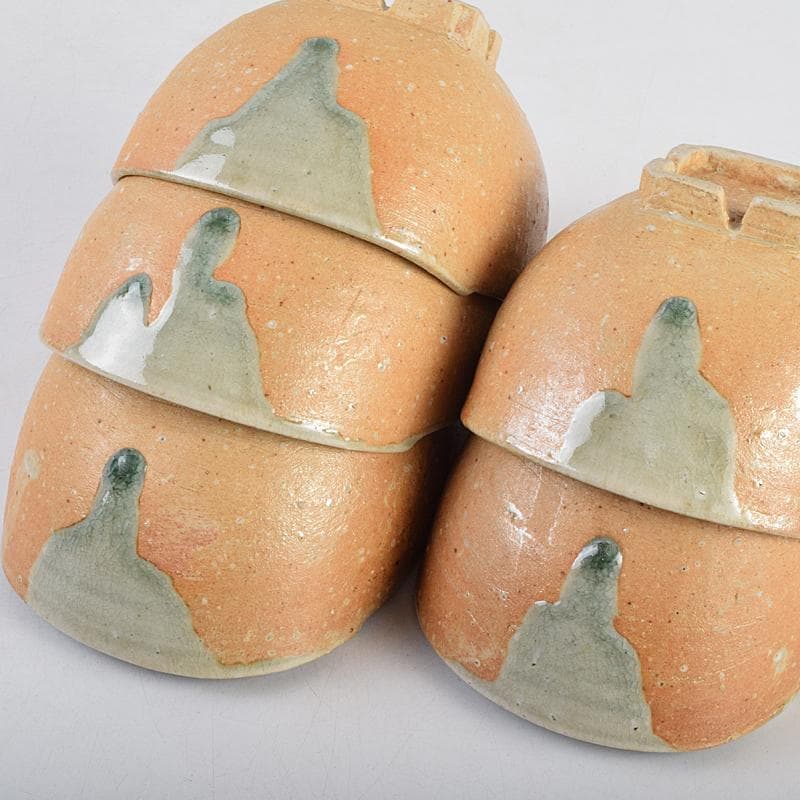 茶道具　須田祥豊造　信楽写　花橘茶碗　五客　共布共箱　V　R9366B