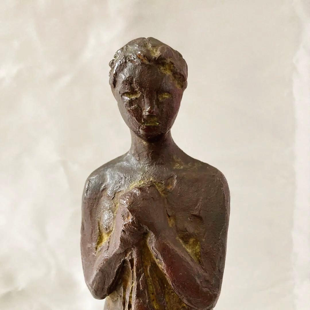 峯　孝氏作　『祈り』ブロンズ彫刻 約25cm