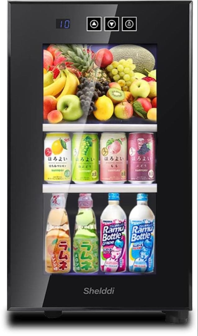 小型冷蔵庫 23L 静音 おしゃれ 省エネ1ドア ペルチェ式 温度設定7-18℃