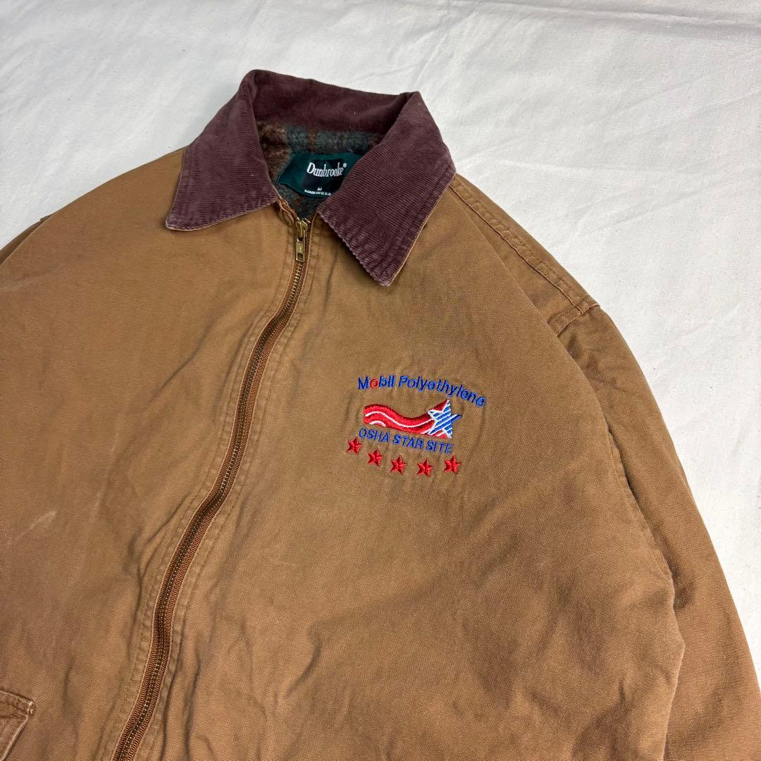 USA製ダンブルック ダックワークジャケット 企業ロゴ襟コーデュロイMキャメル