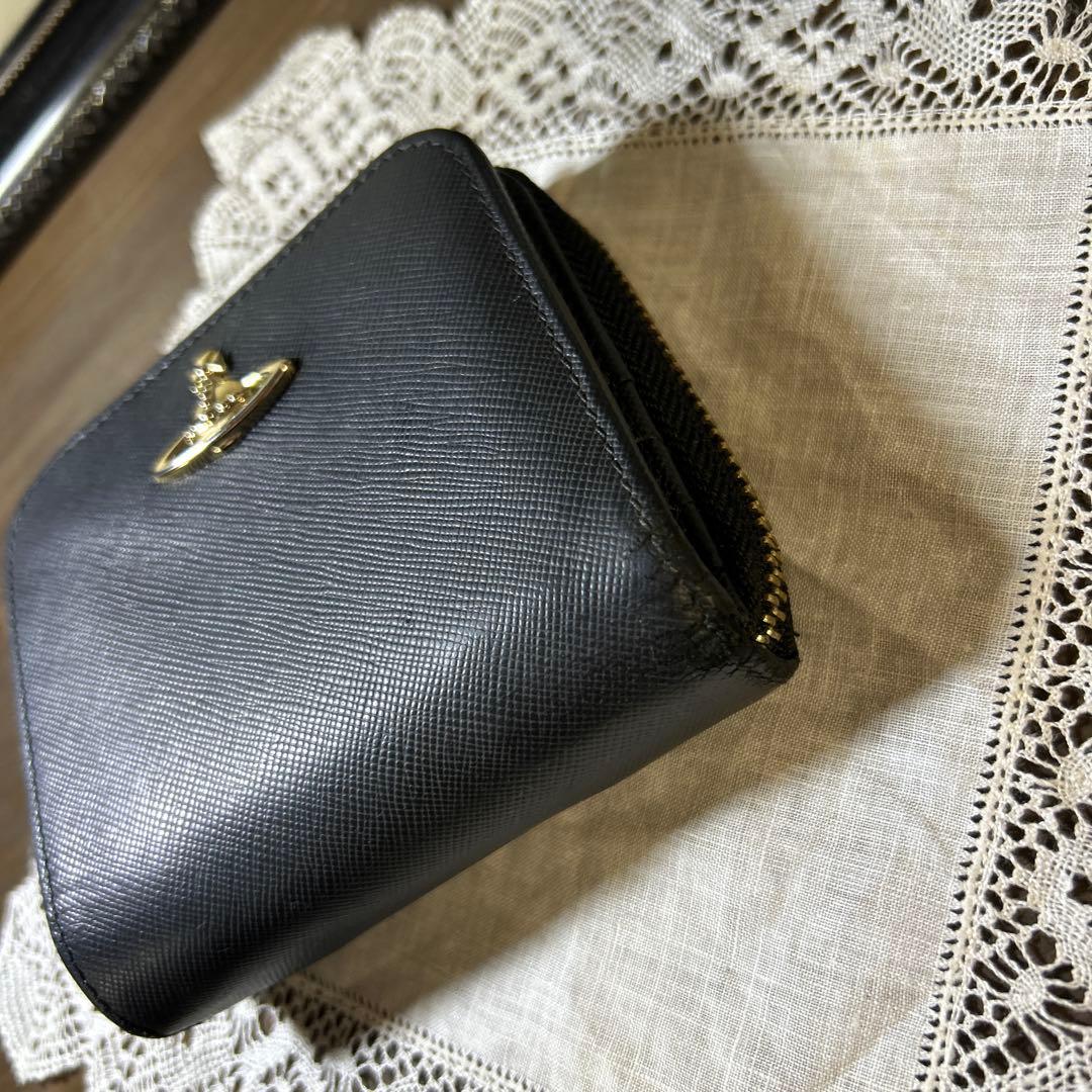 ヴィヴィアンウエストウッド オーブ 二つ折り ラウンドファスナー 財布 ブラック