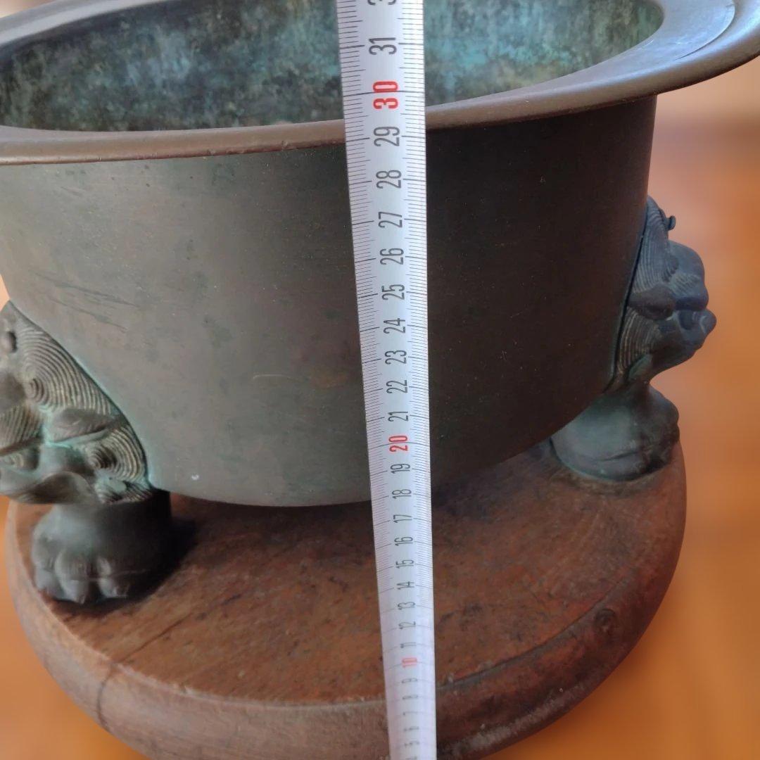 古美術　古銅造　獣足 唐獅子　火鉢