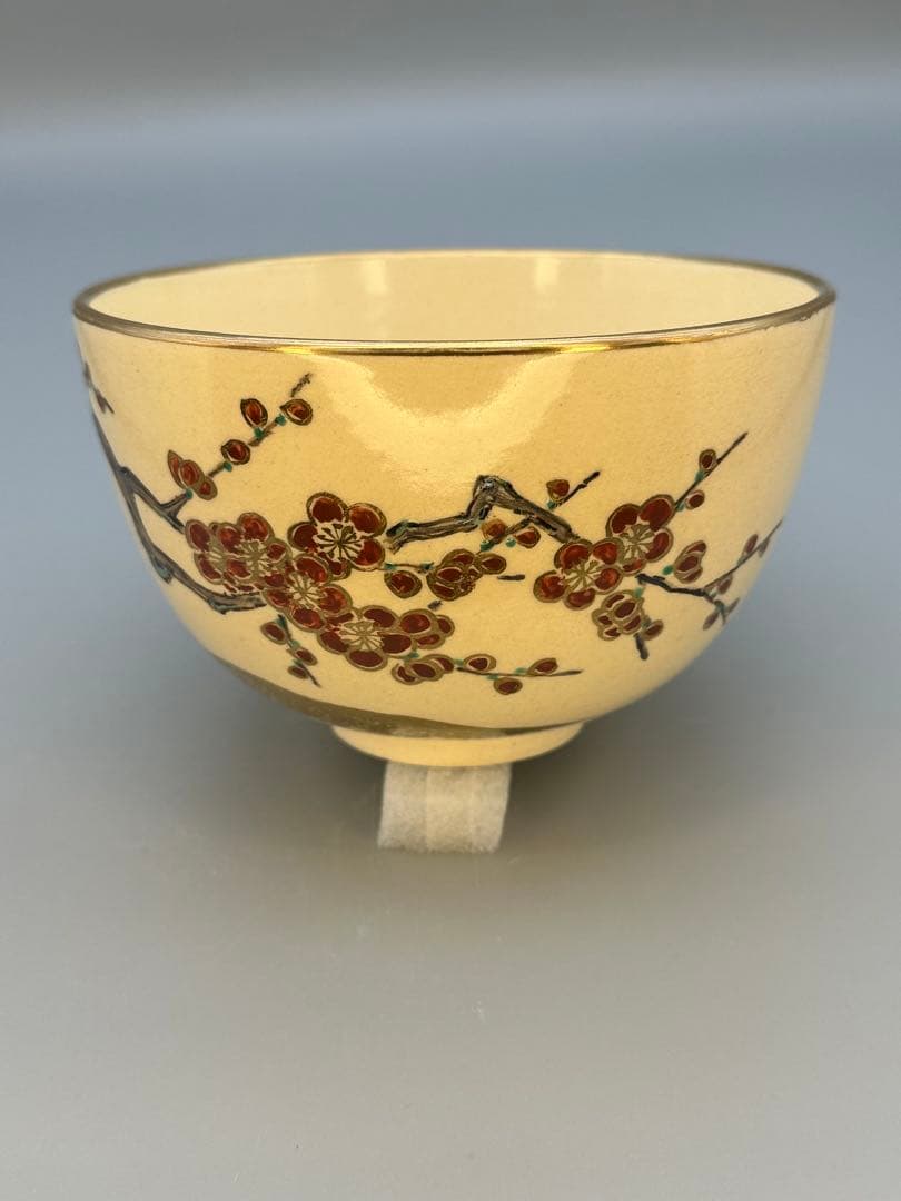茶道具　茶碗　和田桐山　色絵梅茶碗