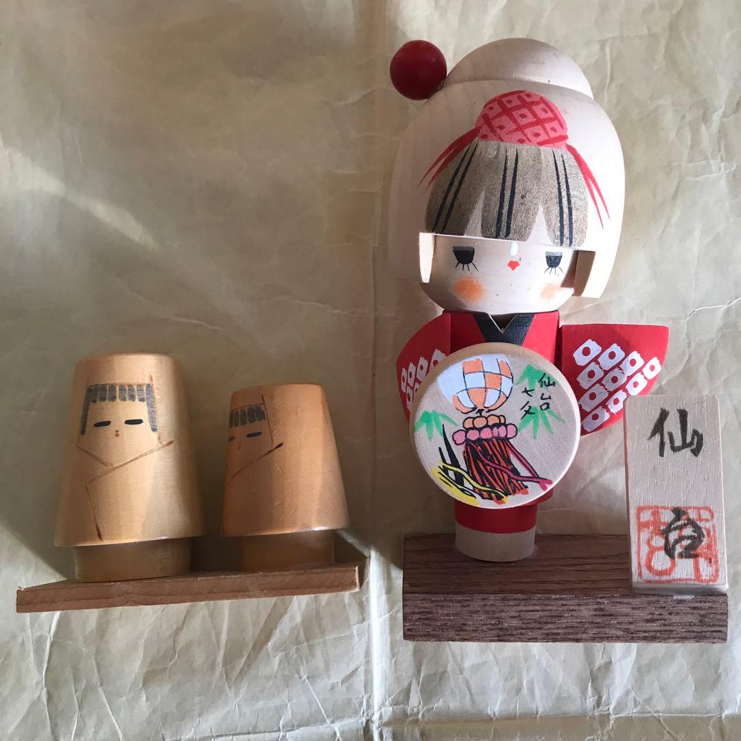 こけしセット民芸品　置物　日本　人形伝統工芸品インテリア こけし