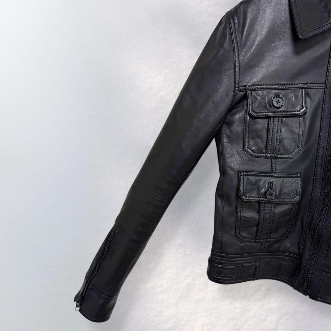 スタッドオム レザージャケット ライダース 4ポケット ジップアップ《i557