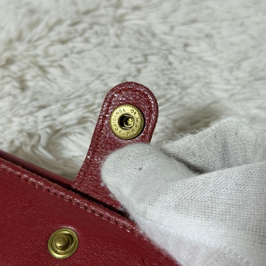 極美品✨IL BISONTE イルビゾンテ　レザー　二つ折り財布　レッド