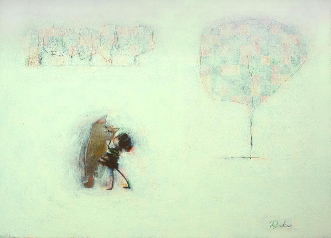 油絵 菅家令子 絵 絵画 インテリア F4-090818 可愛い子猫子犬 女の子