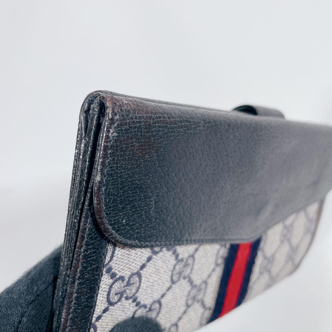 GUCCI　オールドグッチ　シェリーライン　GG柄　PVC　レザー　三つ折り財布