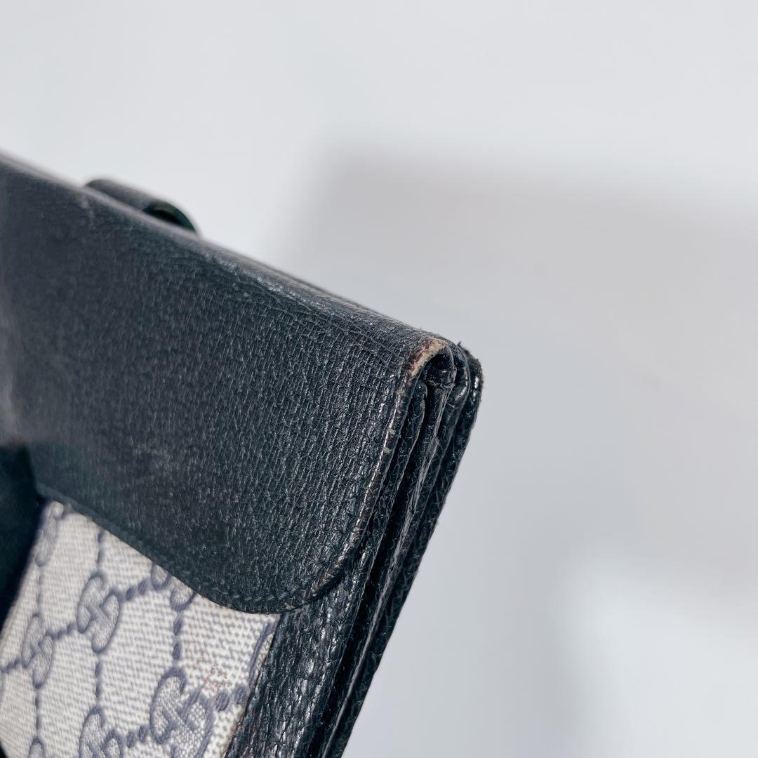 GUCCI　オールドグッチ　シェリーライン　GG柄　PVC　レザー　三つ折り財布