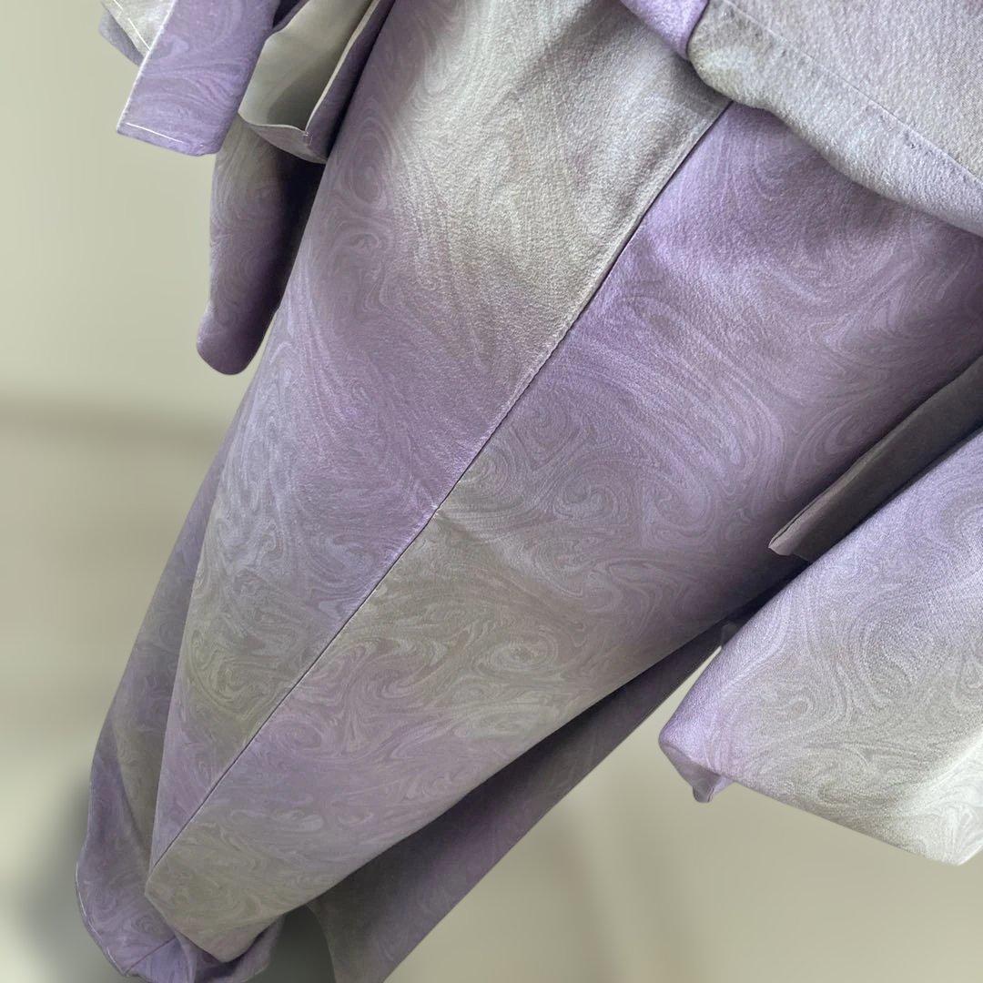 新品　淡い紫パープル　墨流し　訪問着　おしゃれ　モダン　トールサイズ　裄長　小紋