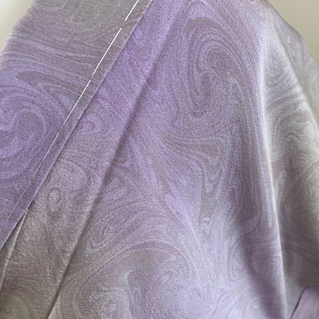 新品　淡い紫パープル　墨流し　訪問着　おしゃれ　モダン　トールサイズ　裄長　小紋
