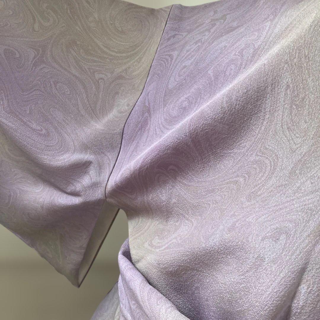 新品　淡い紫パープル　墨流し　訪問着　おしゃれ　モダン　トールサイズ　裄長　小紋
