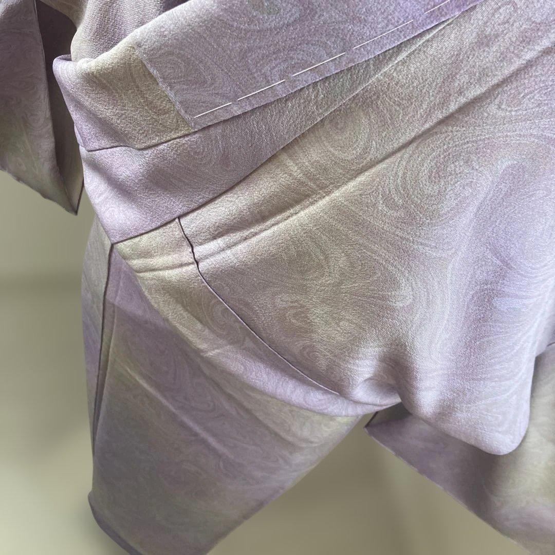 新品　淡い紫パープル　墨流し　訪問着　おしゃれ　モダン　トールサイズ　裄長　小紋