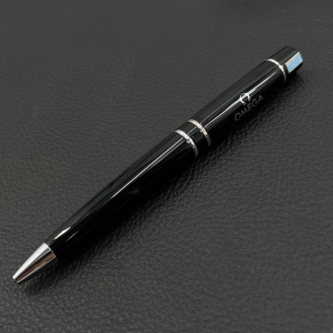 箱付 OMEGA オメガ ボールペン ブラック シルバー ロゴ