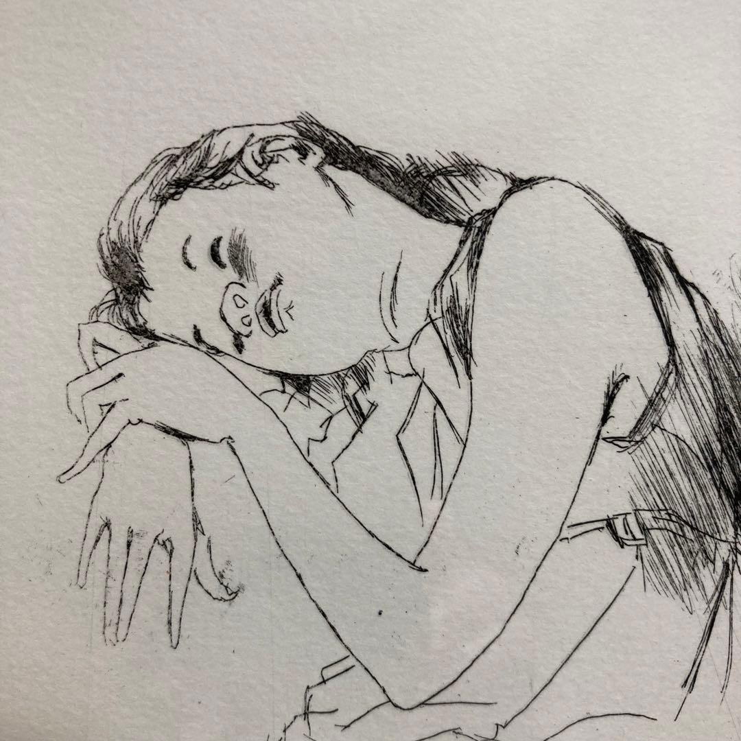 【真作保証】佐藤忠良「少女」エッチング 直筆サイン 125部限定 版画 絵画