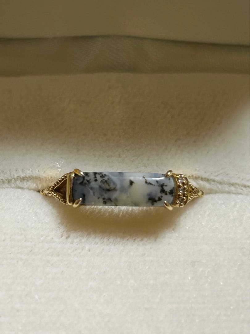 アガット　k10デンドライトオパールリング　 11号