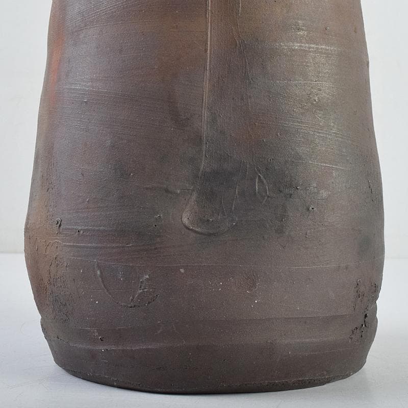 備前焼　金重窯　金重陶弘造　耳付花入　堀内宗完(兼中斎)極め箱　M　R9453