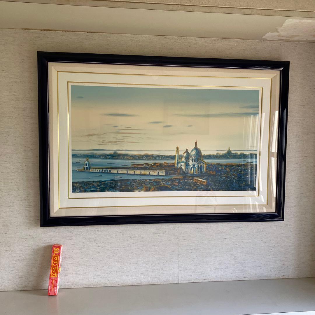 ベニスの思い出　ヒロヤマガタ　シルクスクリーン 風景画 大きめ 黒フレーム