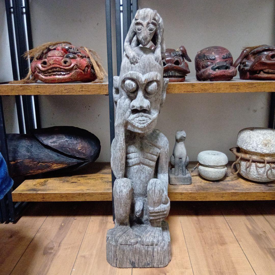 ダヤク族 ハンパトン 守神 神像 木彫 儀式 呪物 プリミティブアート 首狩族