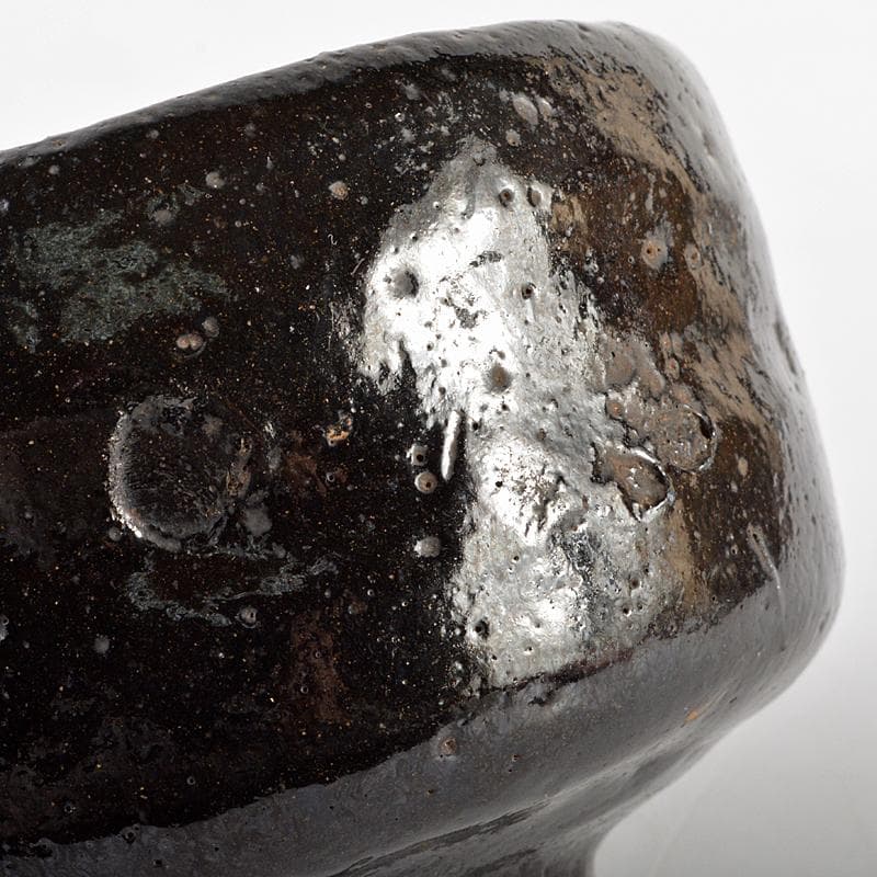 茶道具　楽吉左衛門　了入作黒楽茶碗　仕覆付　黒田陶々庵識箱　M　R5623