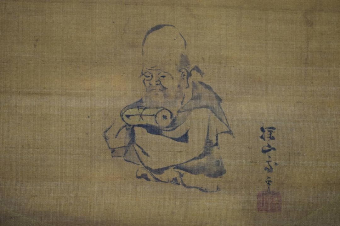 模写/狩野探幽/寿老人図/布袋屋掛軸HE-619