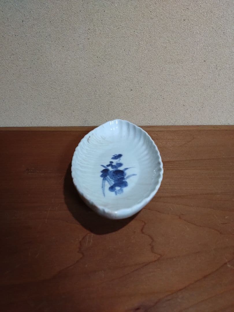 藍九谷 花紋 菊形長皿