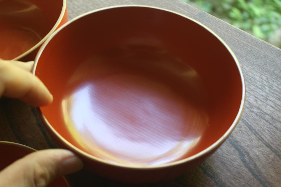 時代逸品！時代金縁朱漆に極上牡丹蝶螺鈿蒔絵の映えるお椀2点（検輪島塗蒔絵椀雑煮椀