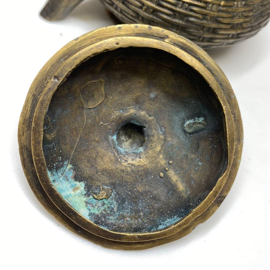 中国古玩　大明宣徳年製　古銅　急須　共箱　294g 東さ7-0823①