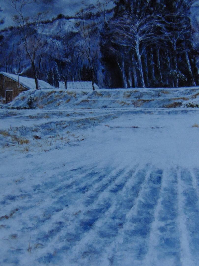 片野四郎、【冬ざれ】、希少な額装用画集より、新品額装付、状態良好