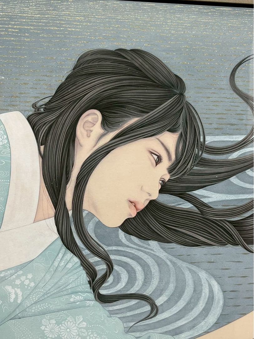 宮﨑優「生流」日本画 共シール付き 額装