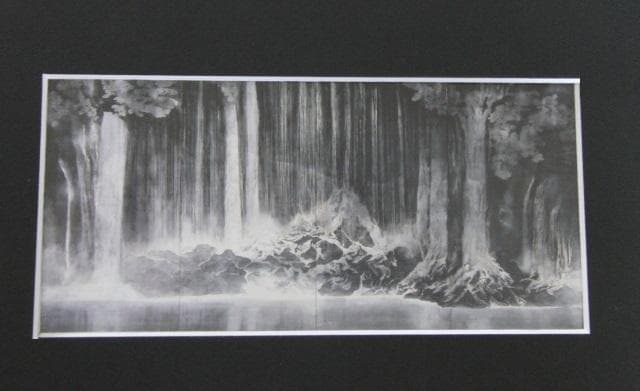 平川敏夫、【瀑布白糸】、希少な額装用画集より、新品額装付