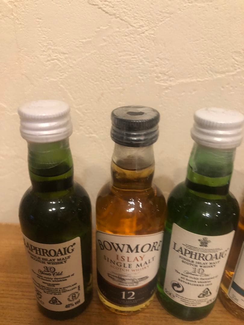 ウイスキーラフロイグボウモアマッカラン、山﨑、ミニチュアオールドボトル6本セット