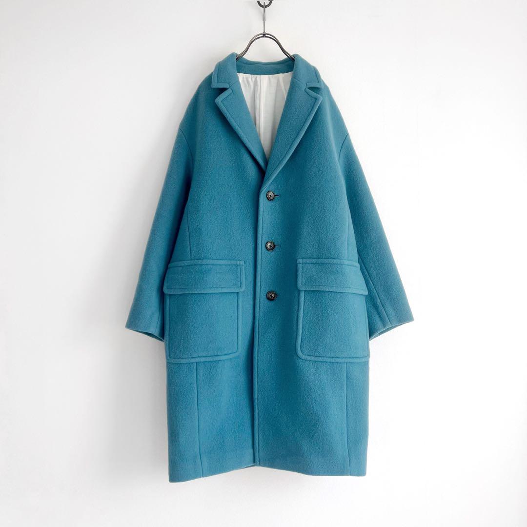 MACPHEE モヘヤメルトン チェスターコート ブルー トゥモローランド