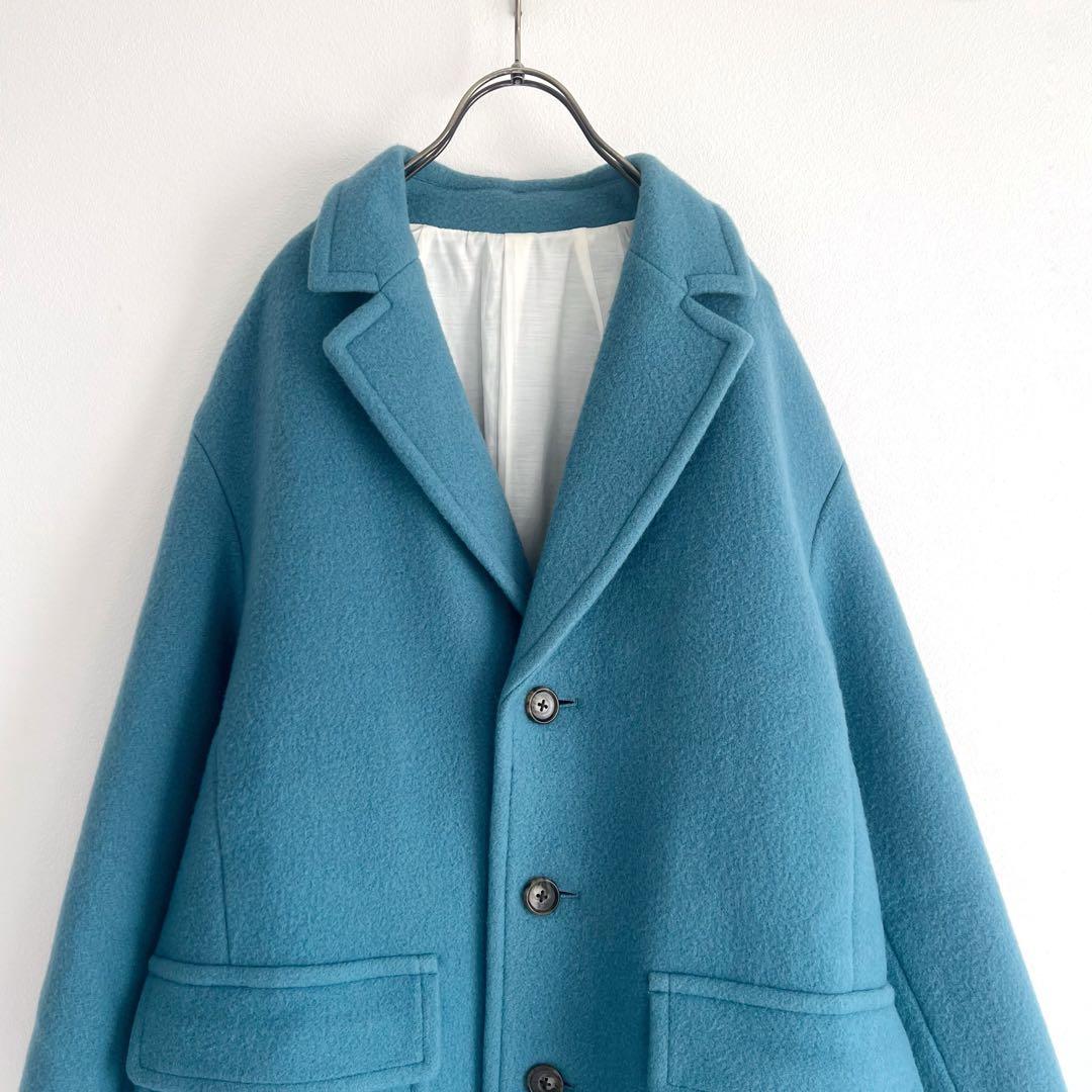 MACPHEE モヘヤメルトン チェスターコート ブルー トゥモローランド