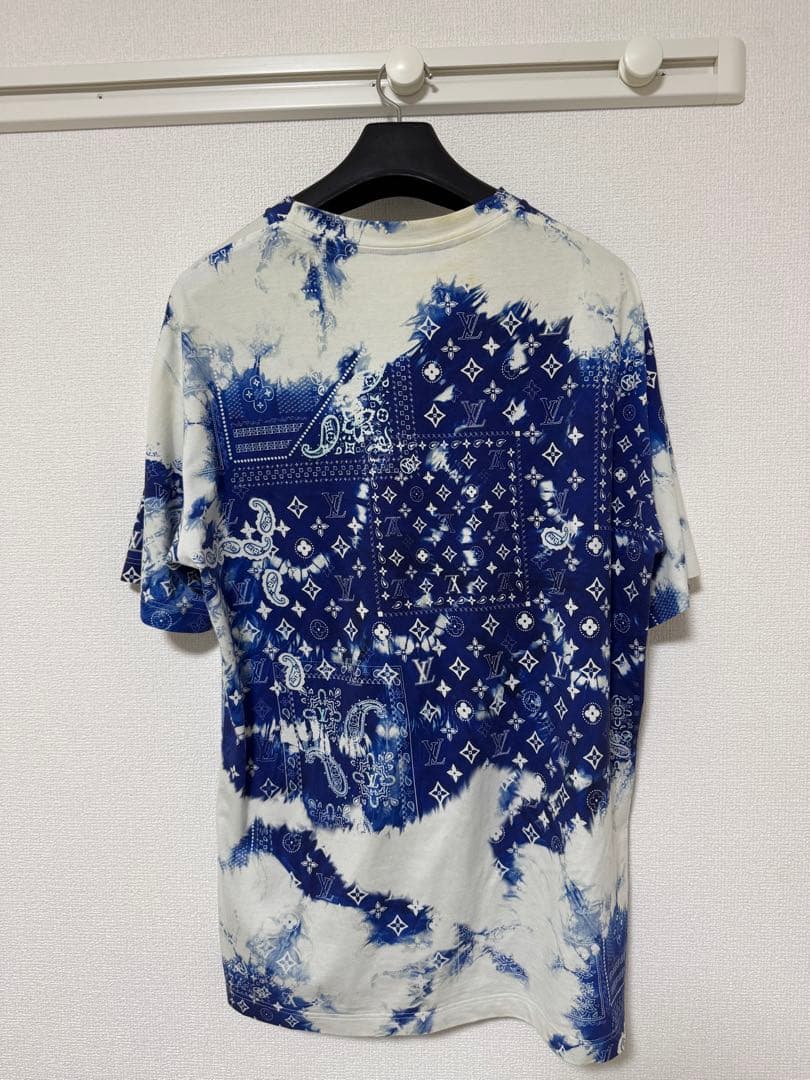ルイヴィトン バンダナモノグラム Tシャツ 白 青 メンズ XL