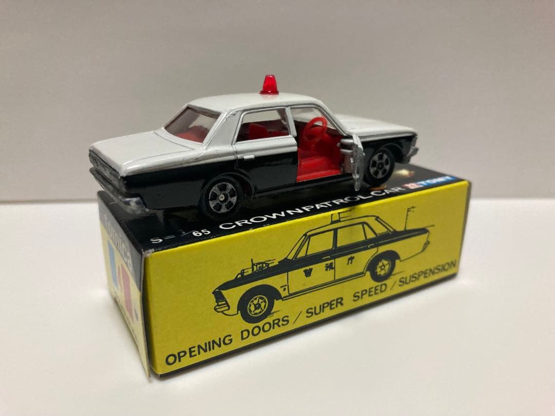 トミカ　日本製　クラウン　パトロールカー　1Aホイール　赤色灯Bタイプ　シール付