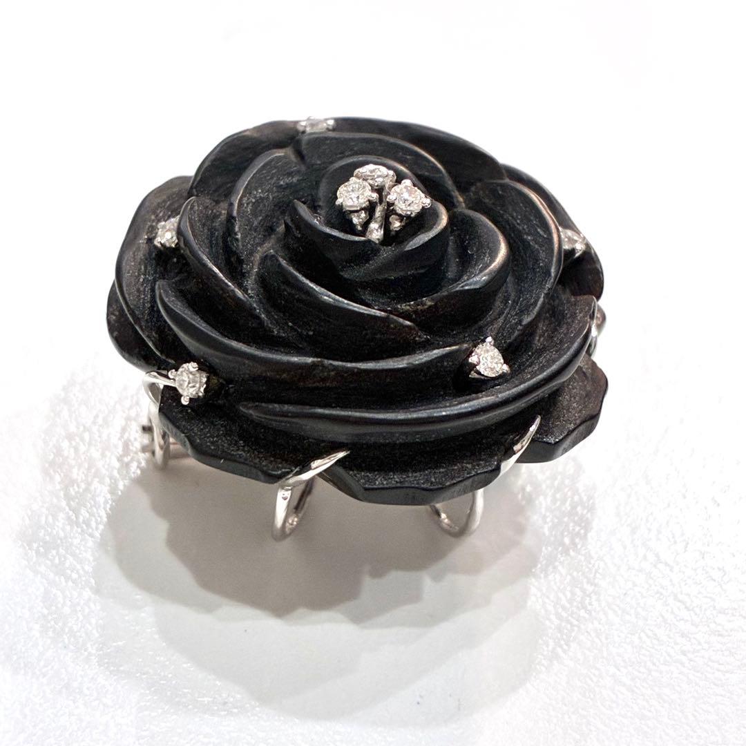 【美品】K18WG オニキス ペンダント　ブローチ2way